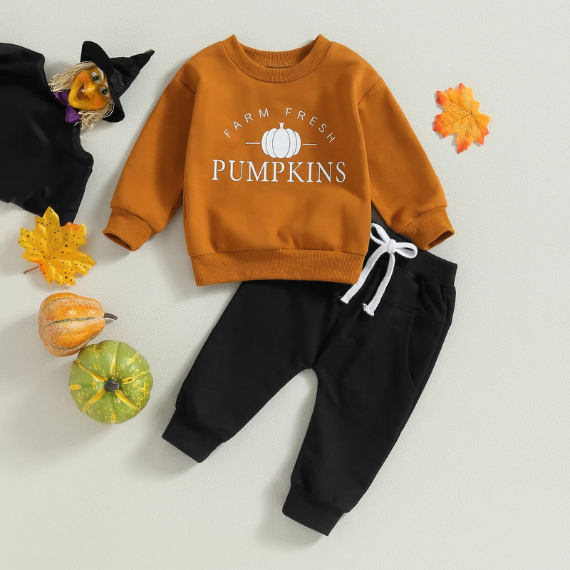 ma&baby 0-3G Halovīni Toddler Zīdaiņi Zēni Zēni Drēbju komplekti Garām piedurknēm Burtu Topi Bikses Ikdienas apģērbs Kostīmi