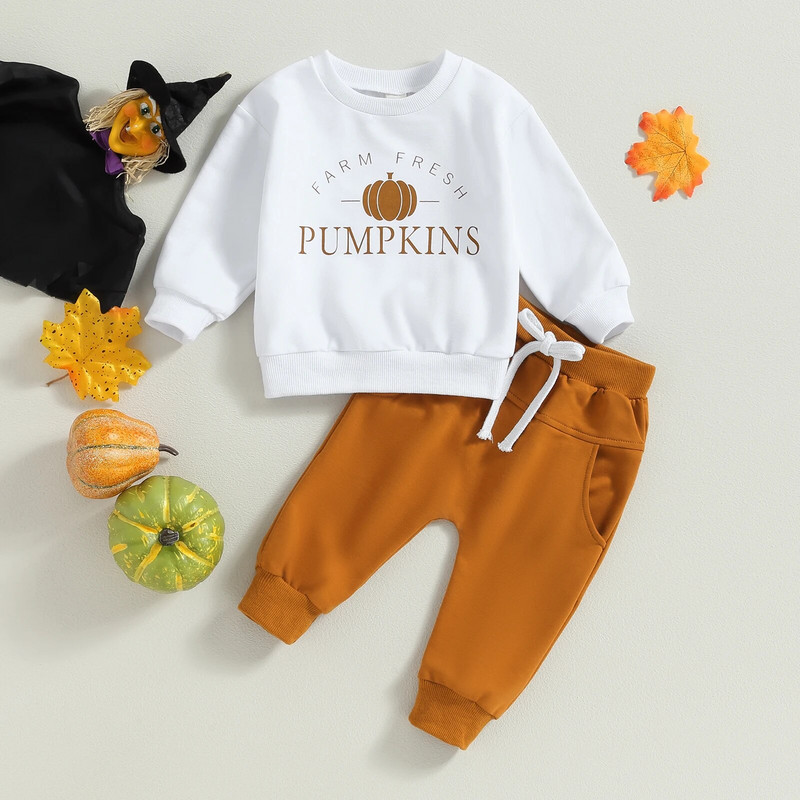 ma&baby 0-3G Halovīni Toddler Zīdaiņi Zēni Zēni Drēbju komplekti Garām piedurknēm Burtu Topi Bikses Ikdienas apģērbs Kostīmi