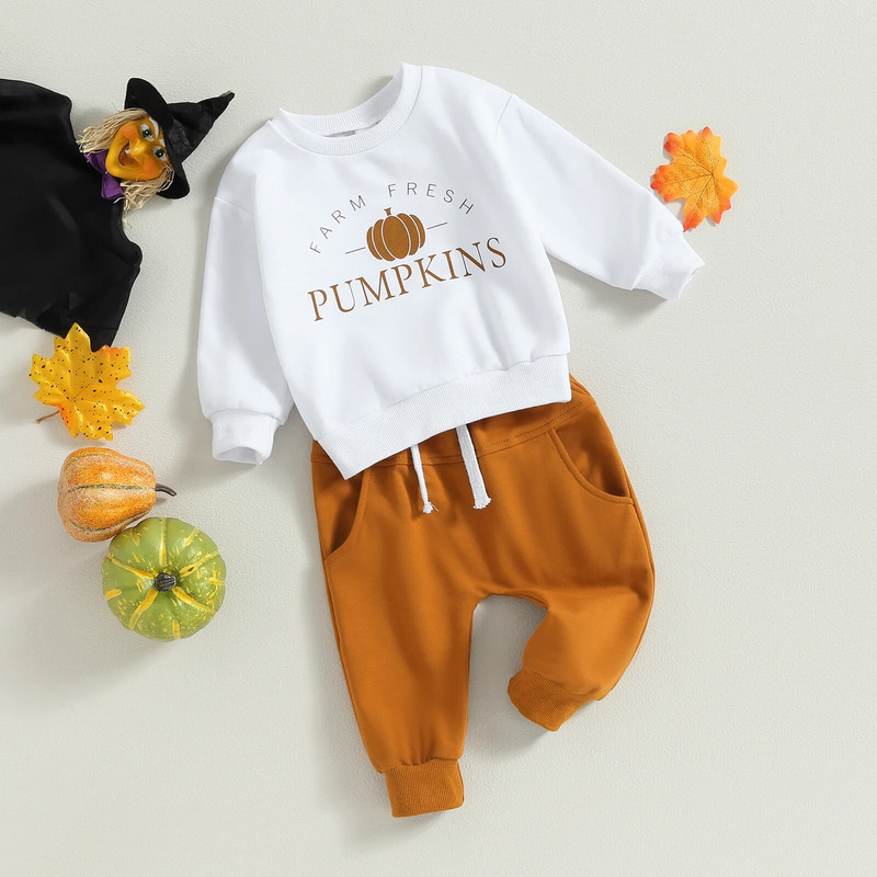 ma&baby 0-3G Halovīni Toddler Zīdaiņi Zēni Zēni Drēbju komplekti Garām piedurknēm Burtu Topi Bikses Ikdienas apģērbs Kostīmi