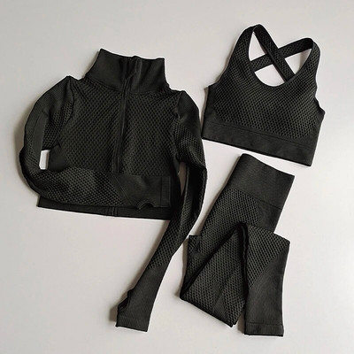 2/3 gab. Bezšuvju jogas komplekts vingrošanas zāle Fitnesa apģērbs Sieviešu jogas uzvalks sporta apģērbs Sieviešu treniņu legingi Top sporta apģērbs Treniņa tērps