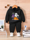 Helovīna zīdaiņu zēnu jaundzimušo rudens modes apdruka Little Demon Ghost top piedurkne + biksēm Toddler apģērbu komplekts 0-36 M