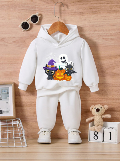 Helovīna zīdaiņu zēnu jaundzimušo rudens modes apdruka Little Demon Ghost top piedurkne + biksēm Toddler apģērbu komplekts 0-36 M