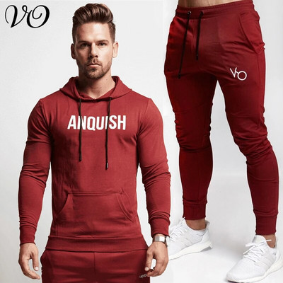 Ανδρικό κοστούμι γυμναστικής Jogger Φούτερ Αθλητικά Βαμβακερά Streetwear Casual Ανδρικά ρούχα Πουλόβερ Φούτερ και παντελόνι Σετ 2 τεμαχίων