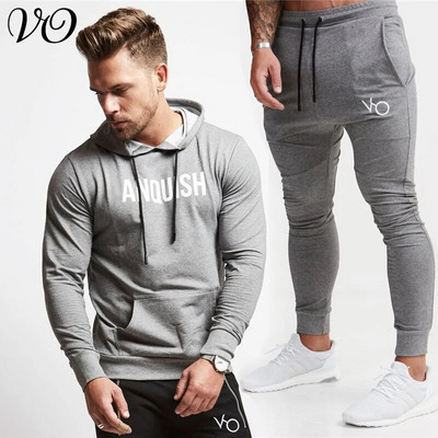 Ανδρικό κοστούμι γυμναστικής Jogger Φούτερ Αθλητικά Βαμβακερά Streetwear Casual Ανδρικά ρούχα Πουλόβερ Φούτερ και παντελόνι Σετ 2 τεμαχίων