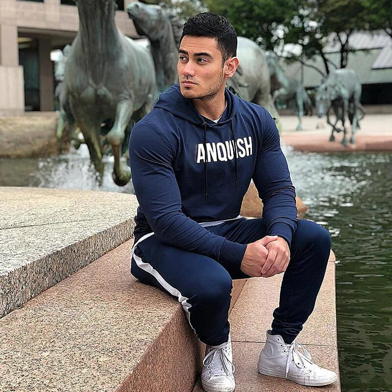 Ανδρικό κοστούμι γυμναστικής Jogger Φούτερ Αθλητικά Βαμβακερά Streetwear Casual Ανδρικά ρούχα Πουλόβερ Φούτερ και παντελόνι Σετ 2 τεμαχίων