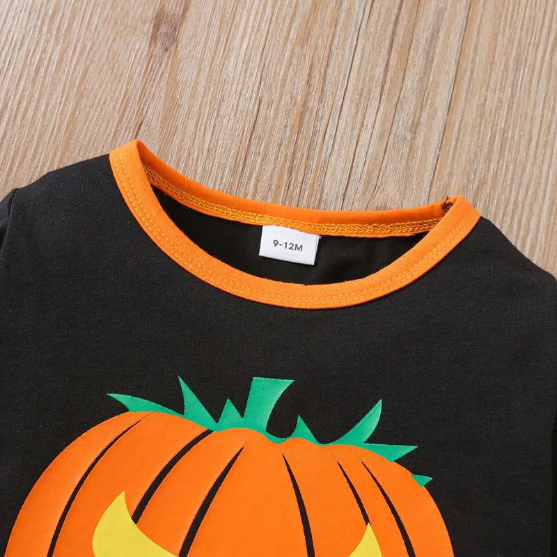 2db őszi fiú hosszú ujjú sütőtök levél nyomott felső + nadrág baba pamut házi ruha öltöny gyerek divat halloween jelmez