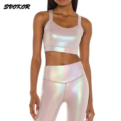 SVOKOR 2db Sportruha Fitness Fényes Sportruházat Női Tornatermi Szettek Edző Jóga Szett Szexi Sportmelltartó Stretch Leggings Tréningruha