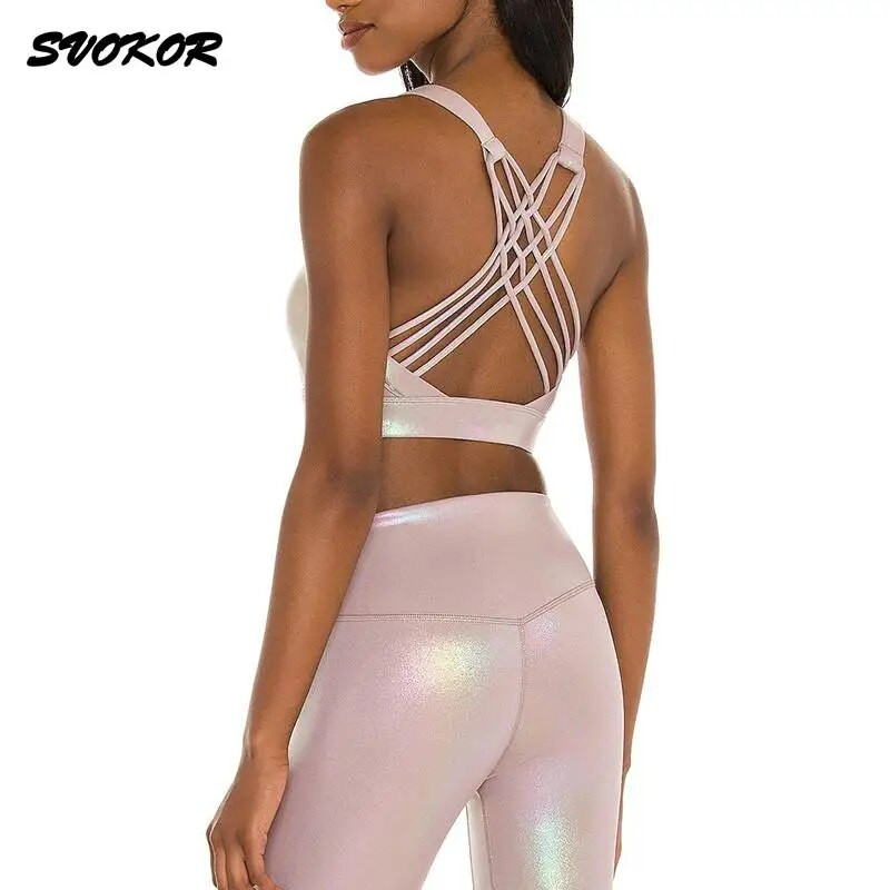 SVOKOR 2db Sportruha Fitness Fényes Sportruházat Női Tornatermi Szettek Edző Jóga Szett Szexi Sportmelltartó Stretch Leggings Tréningruha