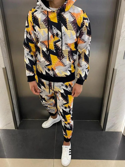 Új férfi alkalmi szettek Új márka futóruha, cipzáras kapucnis kabát + nadrág 2 db férfi sportruházat szett Sport férfi öltöny