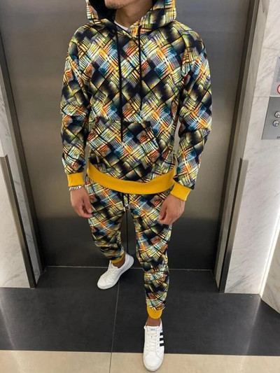 Új férfi alkalmi szettek Új márka futóruha, cipzáras kapucnis kabát + nadrág 2 db férfi sportruházat szett Sport férfi öltöny