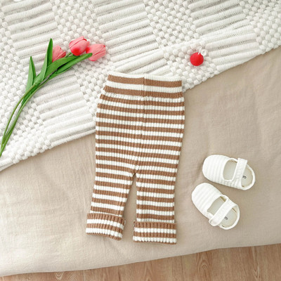 Φθινοπωρινό νέο μωρό ριγέ πλεκτό κολάν Βρεφικό κοριτσάκι Stretch κολάν Παιδικό παντελόνι νήπιο Casual παντελόνι Βρεφικό πλεκτό παντελόνι