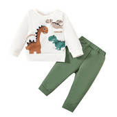 Χειμώνας 1-4 ετών Cool Boy Φούτερ Στολές Dinosaur μακρυμάνικο παντελόνι 2τμχ Φθινοπωρινή χειμερινή αθλητική φόρμα μόδας