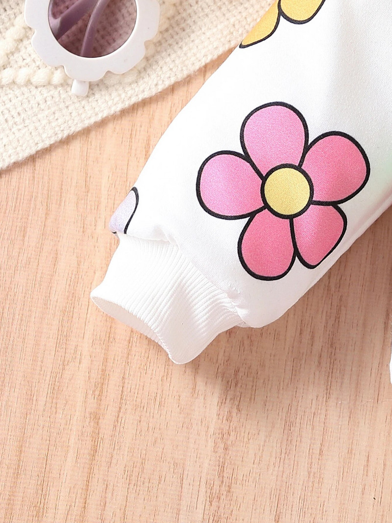 Īpaši piemīlīgs ziedu raksts ar 2 daļīgām piedurknēm mazuļiem + modes bikses ar zvaniņu, ērts rudens un ziemas izbraukuma apģērbs