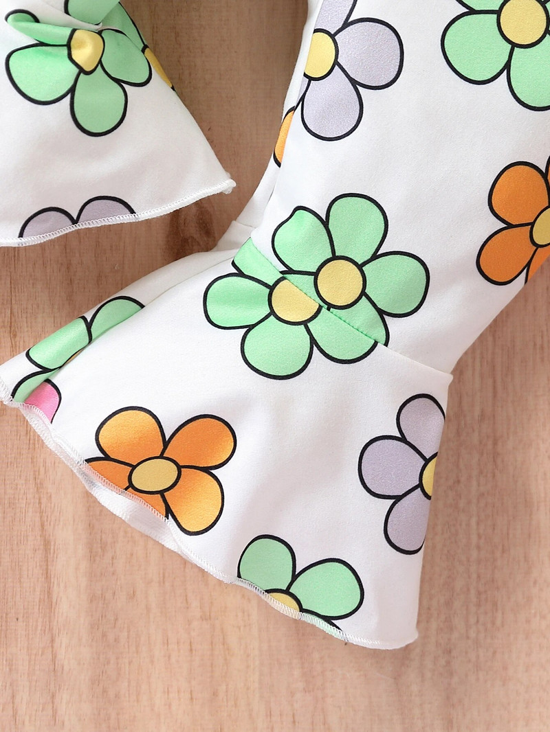 Īpaši piemīlīgs ziedu raksts ar 2 daļīgām piedurknēm mazuļiem + modes bikses ar zvaniņu, ērts rudens un ziemas izbraukuma apģērbs