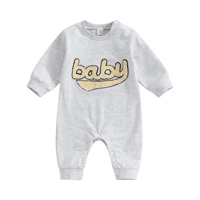 ma&baby 0-24M újszülött csecsemő baba lány fiú jumpsuit őszi tavasz betűs hímzés nadrág hosszú ujjú kisgyermek ruházat