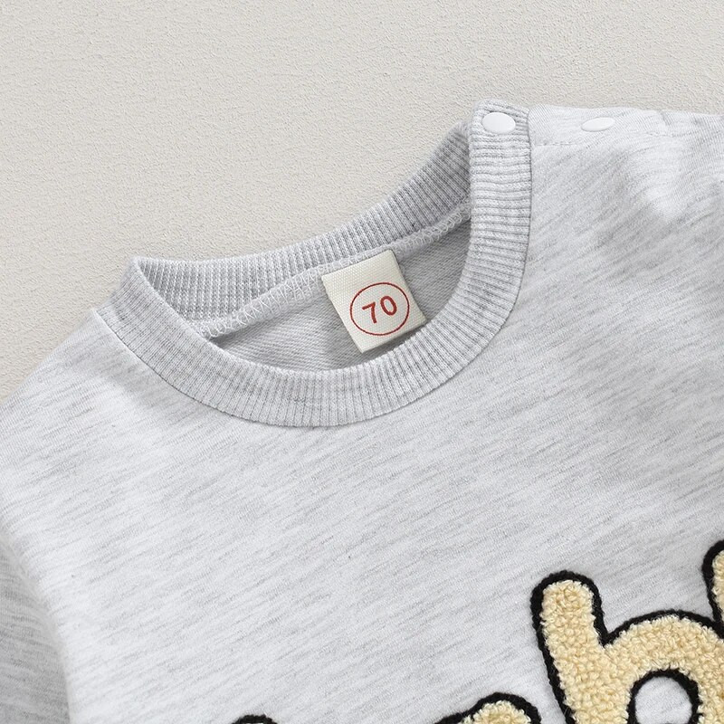 ma&baby 0-24M újszülött csecsemő baba lány fiú jumpsuit őszi tavasz betűs hímzés nadrág hosszú ujjú kisgyermek ruházat