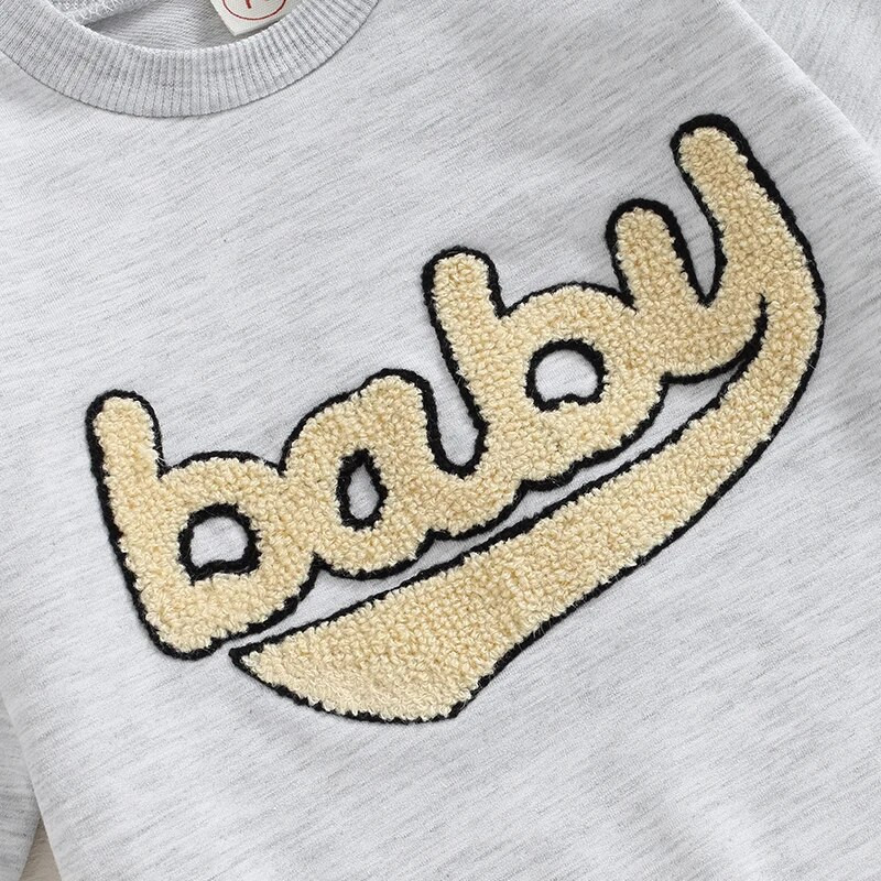 ma&baby 0-24M újszülött csecsemő baba lány fiú jumpsuit őszi tavasz betűs hímzés nadrág hosszú ujjú kisgyermek ruházat