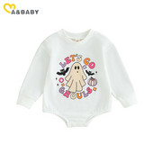 ma&baby 0-12 M Halovīni jaundzimušajiem, zīdaiņiem, meitenēm, zēniem, rombām, burtiem, ķirbjiem, spoku apdrukām, kombinezoniem, rotaļu tērpiem