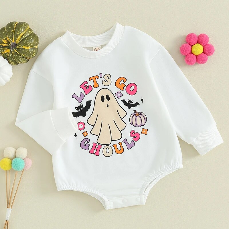 ma&baby 0-12 M Halovīni jaundzimušajiem, zīdaiņiem, meitenēm, zēniem, rombām, burtiem, ķirbjiem, spoku apdrukām, kombinezoniem, rotaļu tērpiem