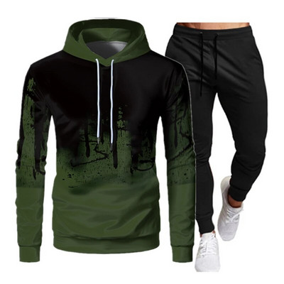 2023. g. Vīriešu pārgājienu sporta tērpi ar kapuci ziemas sporta krekls + Jogger sporta bikses, silts kapuci, sporta tērps sporta zālei, treniņu komplekti āra aktivitātēm
