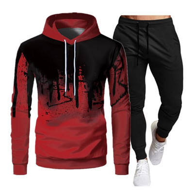 2023. g. Vīriešu pārgājienu sporta tērpi ar kapuci ziemas sporta krekls + Jogger sporta bikses, silts kapuci, sporta tērps sporta zālei, treniņu komplekti āra aktivitātēm