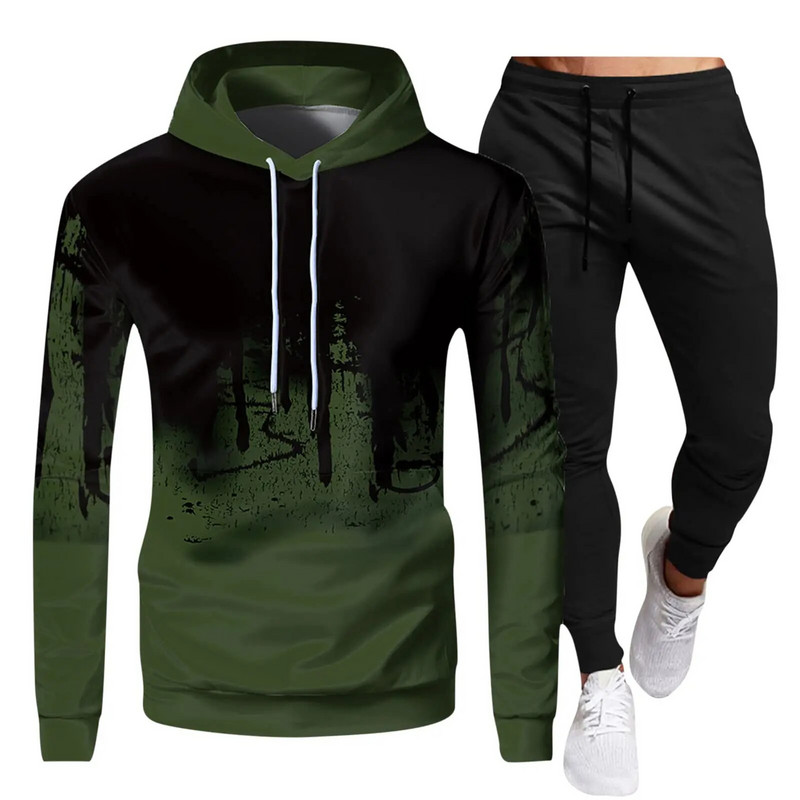 2023. g. Vīriešu pārgājienu sporta tērpi ar kapuci ziemas sporta krekls + Jogger sporta bikses, silts kapuci, sporta tērps sporta zālei, treniņu komplekti āra aktivitātēm
