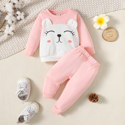 Tipegő baba lány tavaszi ruha szett őszi betűkkel nyomtatott hosszú ujjú kapucnis felső + virágmintás nadrág Újszülött ruházat