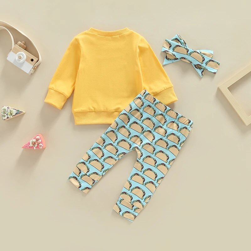 Rudens maziem bērniem jaundzimušajiem, meiteņu apģērbu komplekti burtu apdruka, vienkrāsains džemperis ar garām piedurknēm O-veida kakla izgriezumu + bikses + galvas lente ikdienas tērpi