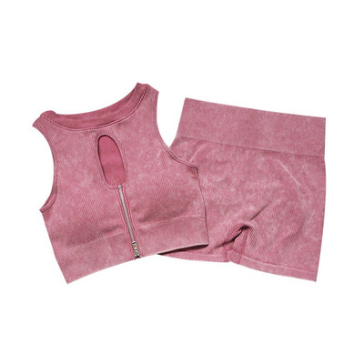 Bešavni set za jogu Rebrasta odjeća za vježbanje za žene Sportski grudnjak Kratke hlače s visokim strukom Kompleti tajica za jogu Odjeća za teretanu Sportska odijela