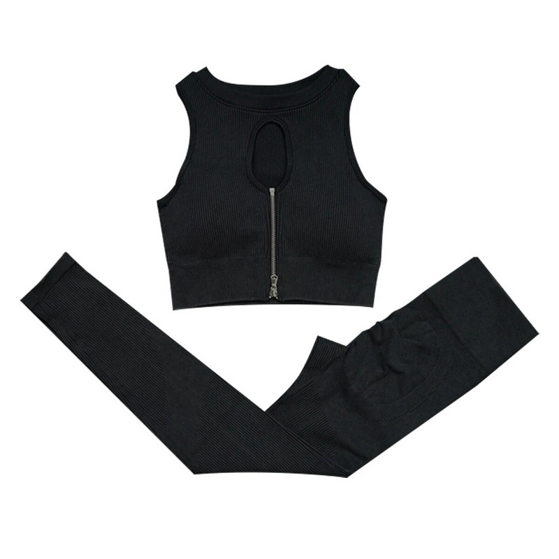 Bešavni set za jogu Rebrasta odjeća za vježbanje za žene Sportski grudnjak Kratke hlače s visokim strukom Kompleti tajica za jogu Odjeća za teretanu Sportska odijela