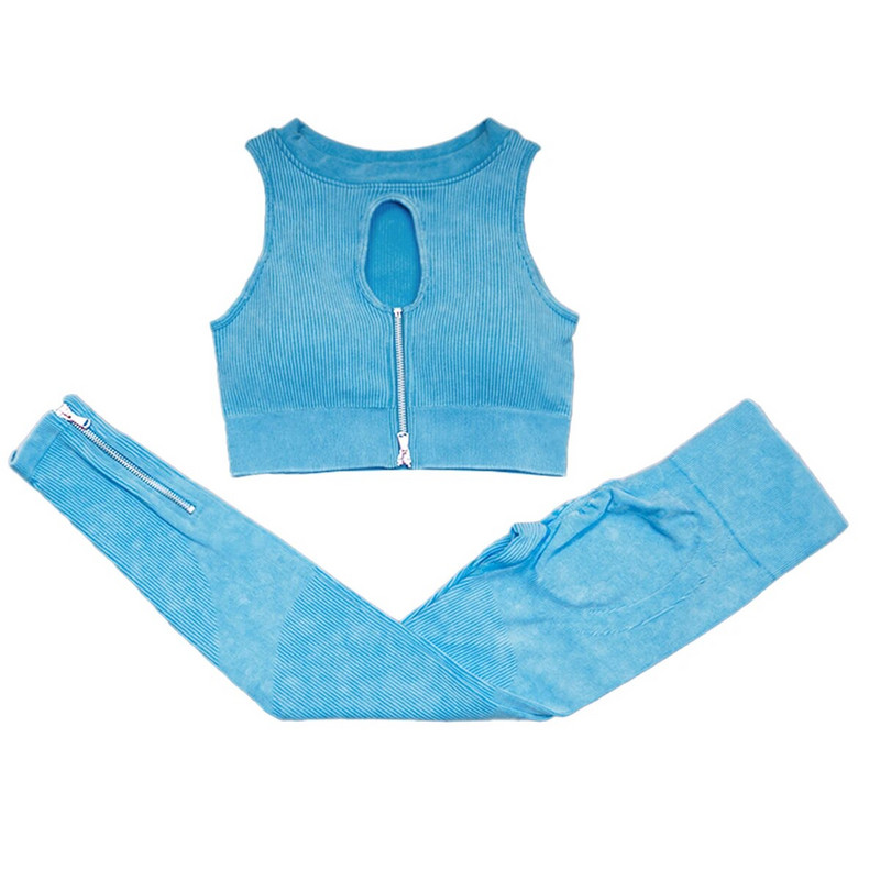 Bešavni set za jogu Rebrasta odjeća za vježbanje za žene Sportski grudnjak Kratke hlače s visokim strukom Kompleti tajica za jogu Odjeća za teretanu Sportska odijela