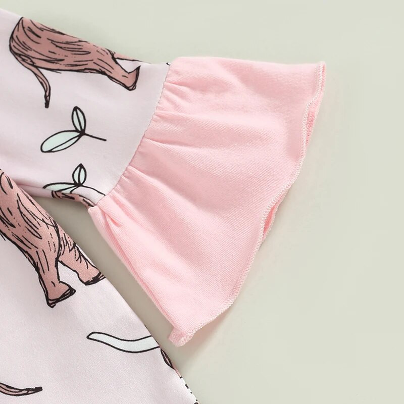 Jauns pavasaris rudens jaundzimušo mazuļu zēnu meiteņu apģērbu komplekti liellopu apdrukai T-krekli ar garām piedurknēm + garās bikses cēloņsakarības tērpi