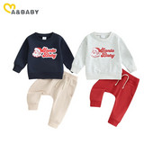 ma&baby 3M-3Y Χριστουγεννιάτικο βρέφος νήπιο Βρέφος αγόρι κοριτσάκι Ρούχα σετ Γράμμα Santa Μακρυμάνικο μπλουζάκια Παντελόνια Χριστουγεννιάτικες στολές