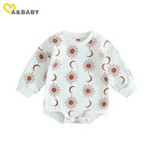 ma&baby 0-24M Νεογέννητο αγοράκι Κοριτσάκι Romper Νήπιο Βρεφικό μακρυμάνικο στάμπα φόρμα βάφλας Playsuit Φθινοπωρινά ανοιξιάτικα ρούχα