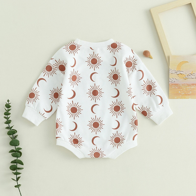 ma&baby 0-24M Νεογέννητο αγοράκι Κοριτσάκι Romper Νήπιο Βρεφικό μακρυμάνικο στάμπα φόρμα βάφλας Playsuit Φθινοπωρινά ανοιξιάτικα ρούχα