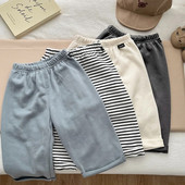 Ikdienas zīdaiņu bikses ar apakšējo daļu kokvilnas elastīgās svītrainās bikses zīdaiņu apģērbi bērniem mazuļu zēnu meiteņu apģērbi