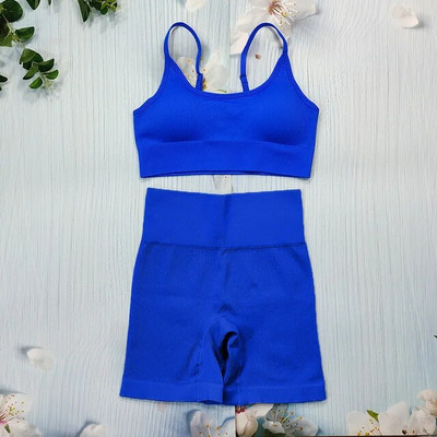 Σετ γιόγκα με ραβδώσεις Κοστούμια γυμναστικής λευκά γυναικεία αθλητικά ρούχα χωρίς ραφή στολή προπόνησης Μακρυμάνικο μπλουζάκι αθλητικό κολάν 2 τεμαχίων Ρούχα γυμναστικής