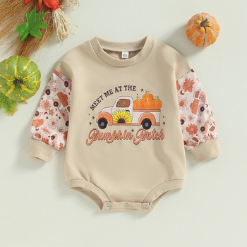 ma&baby 0-24M Halloween Baby Romper Νεογέννητο Βρέφος Μικρό παιδί Αγόρι Κοριτσάκι Γράμμα κολοκύθας στάμπα μακρυμάνικο Jumpsuit Ρούχα Playsuit