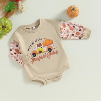 ma&baby 0-24M Halloween Baby Romper Νεογέννητο Βρέφος Μικρό παιδί Αγόρι Κοριτσάκι Γράμμα κολοκύθας στάμπα μακρυμάνικο Jumpsuit Ρούχα Playsuit