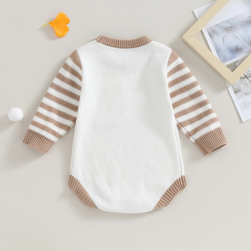 ma&baby 0-18M újszülött csecsemő baba lány fiú nadrág meleg kötött hosszú ujjú csíkos kombiné ősz tavasz tél kisgyermek ruhák