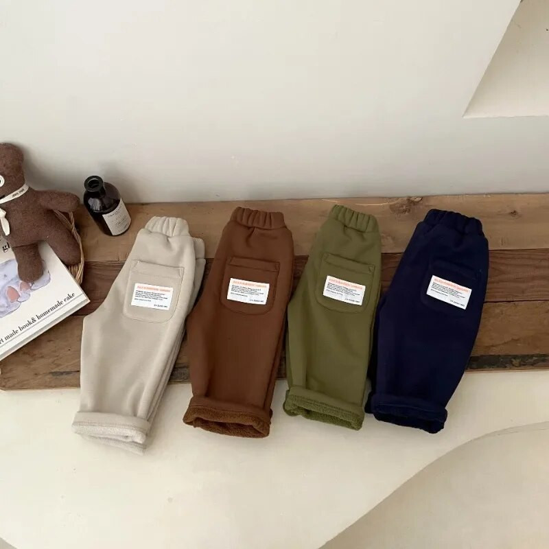 Ziemas bērnu bikses Maziem bērniem Meiteņu kažokādas odere Bikses Bieza Odere Siltas Zēnu Bikses