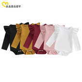 ma&baby 0–18 M Jaundzimušā zīdaiņa meiteņu bikses, adītas ar garām piedurknēm, volāniem, maziem bērniem rudens pavasara ikdienas apģērbs