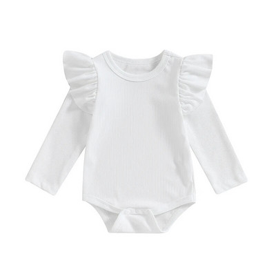 ma&baby 0–18 M Jaundzimušā zīdaiņa meiteņu bikses, adītas ar garām piedurknēm, volāniem, maziem bērniem rudens pavasara ikdienas apģērbs