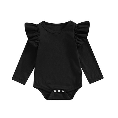 ma&baby 0–18 M Jaundzimušā zīdaiņa meiteņu bikses, adītas ar garām piedurknēm, volāniem, maziem bērniem rudens pavasara ikdienas apģērbs