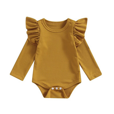 ma&baby 0–18 M Jaundzimušā zīdaiņa meiteņu bikses, adītas ar garām piedurknēm, volāniem, maziem bērniem rudens pavasara ikdienas apģērbs