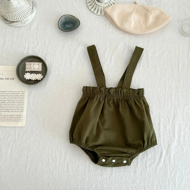 2023 Φθινόπωρο Βρεφικά Παιδικά Κοριτσίστικα Peter Pan Κολάρο Top Floral πουκάμισα + φόρμες με λουράκι Κορμάκια Νεογέννητα Βρεφικά Σετ ρούχων 2 τμχ 0-3Y