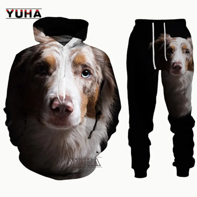 German Shepherd Νέο 3D τυπωμένο ανδρικό φούτερ με κουκούλα σετ ανδρικές/γυναικείες φόρμες αθλητικές και καθημερινές ανδρικές φόρμες unisex