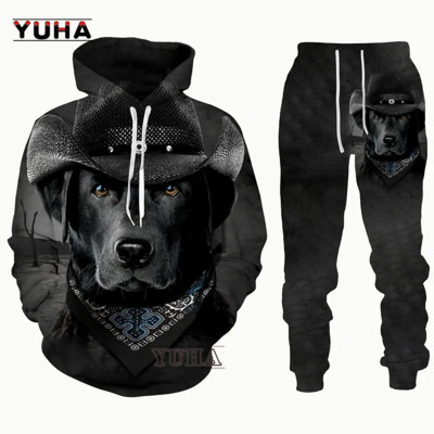 German Shepherd Νέο 3D τυπωμένο ανδρικό φούτερ με κουκούλα σετ ανδρικές/γυναικείες φόρμες αθλητικές και καθημερινές ανδρικές φόρμες unisex