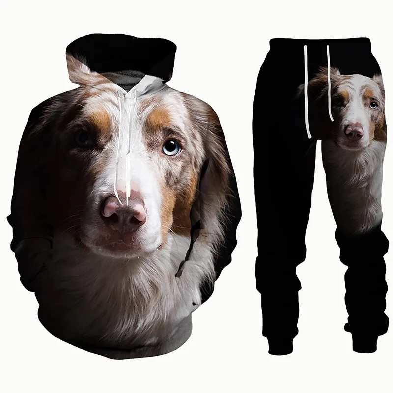 German Shepherd Νέο 3D τυπωμένο ανδρικό φούτερ με κουκούλα σετ ανδρικές/γυναικείες φόρμες αθλητικές και καθημερινές ανδρικές φόρμες unisex