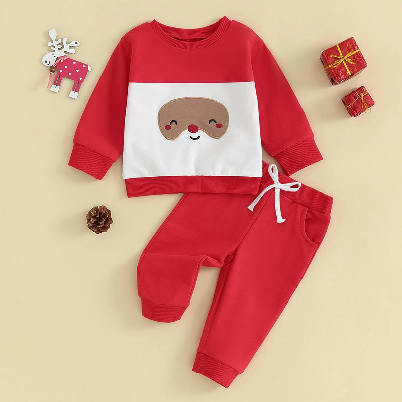 ma&baby 0-3G Ziemassvētki jaundzimušais zīdainis Toddler Meitene Zēns Drēbju komplekti Briedis Ziemassvētku vecītis ar garām piedurknēm Topi Bikses Ziemassvētku kostīmi
